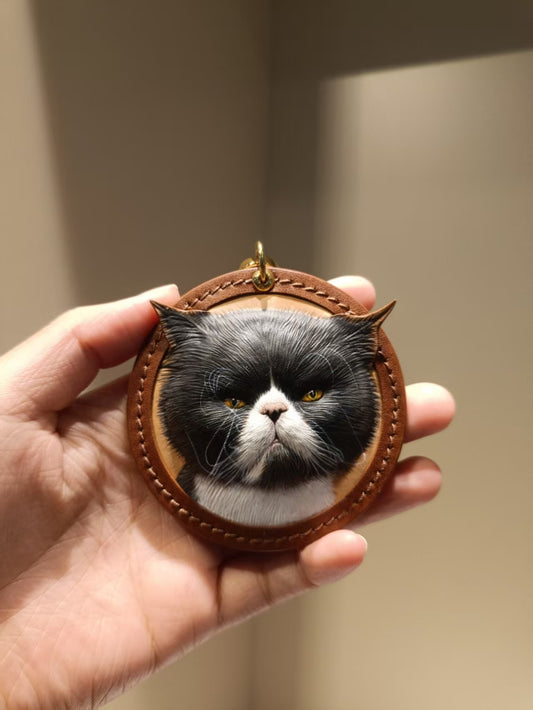 🐾 3d Custom Leather Pet Portrait Keychain | Handcrafted 3D Effect